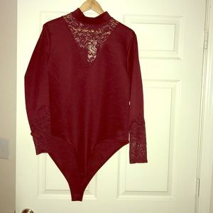 Plus Size Burgundy Bodysuit